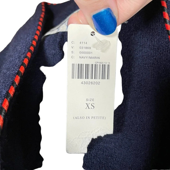 Anthropologie Rosie Neira Military Sweater Blazer Jacket Wool‎ Navy Blue Size XS - Picture 8 of 10